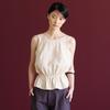 NOEUD Lace-Trimmed Blouse (Peach Pink)