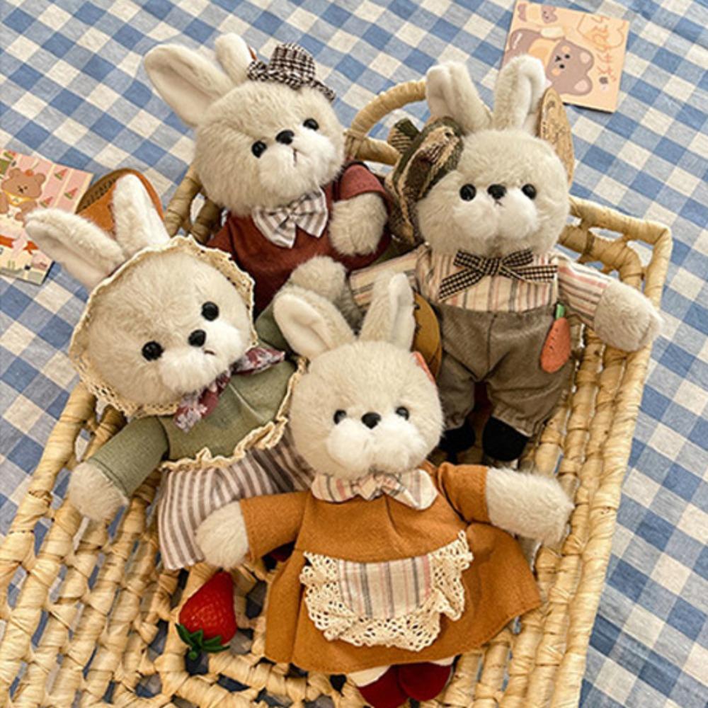 Cute Fluffy Bunny Keychain Rabbit Family Plush Rabbit Key Ring Couple Pendant