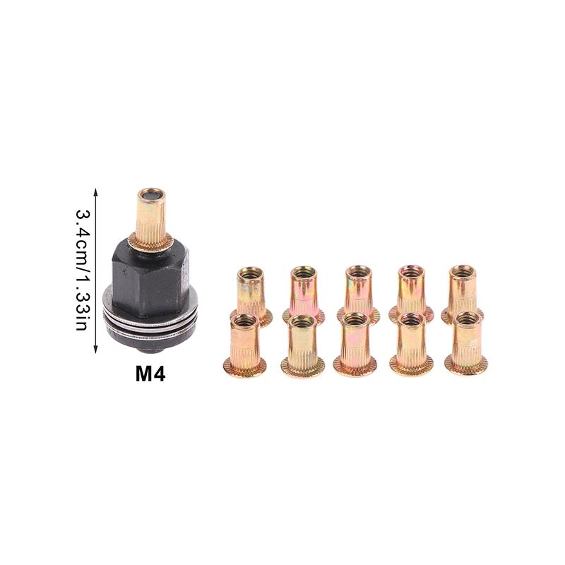 11Pcs/set Carbon Steel M3 M4 M5 M6 M8 M10 M12 Hand Manual Riveter Nut Adapter Tool For Home Renovations And Auto Repair
