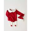 Baby Christmas Clothes, Winter Fleece Version, Red Christmas Romper Jumpsuit Set for Boys and Girls