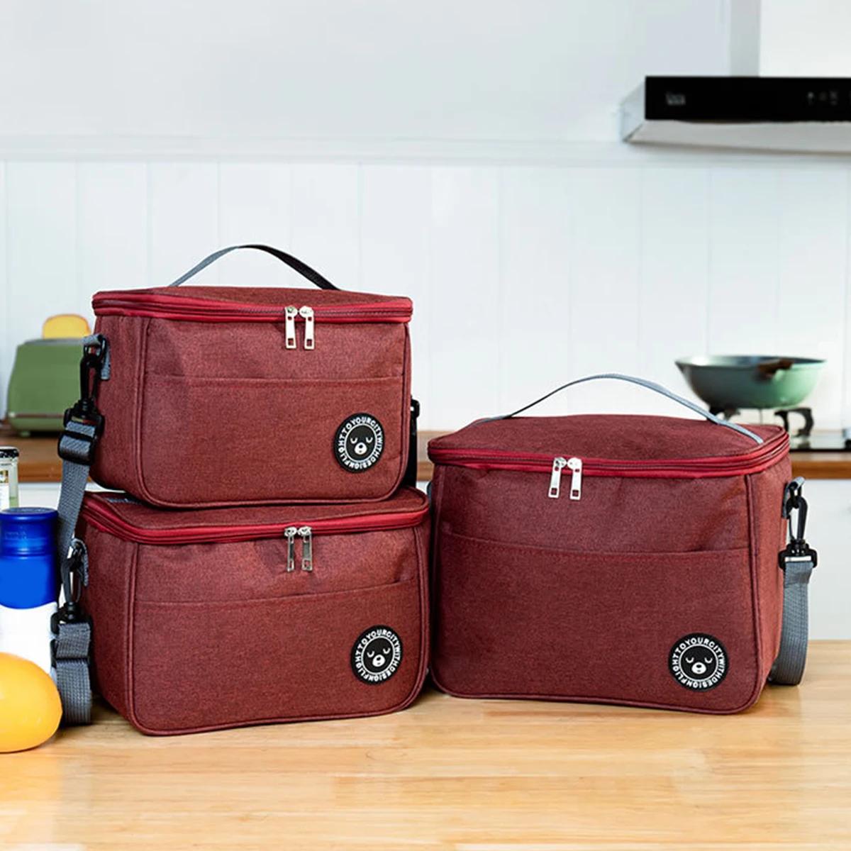 

Изолированная сумка для ланча Водонепроницаемый контейнер для еды с термоизоляцией большой вместимости Регулируемый плечевой ремень Утолщенная коробка для ланча для школы S