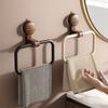 No-Drill Towel Holder Walnut Wood+Aluminium Towel Hanging Rack Suction Cup Towel Ring  Bathroom