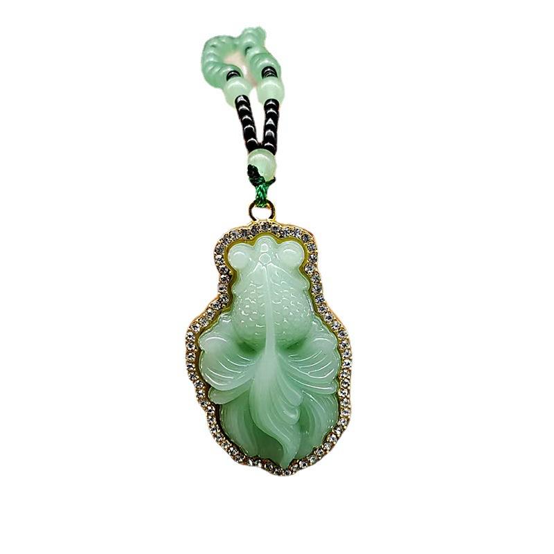 Fish Rose Necklace Imitation Jade Ruyi Pixiu Pendant Women's Guanyin Buddha Pendant