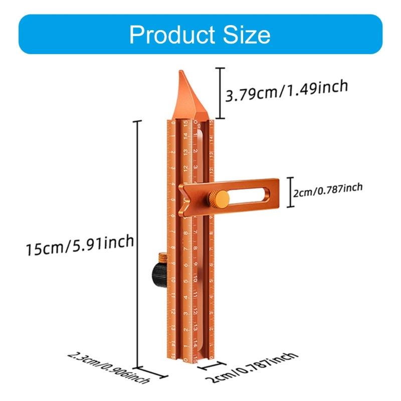Slide Rails Design Double Head Magnetic Scribing Tool Ruler with 4Sided Clear Scale Marking Tool Portable Guiding Ruler