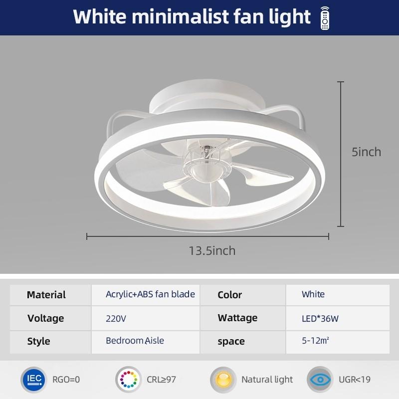 13.5inchs Minimalist Ceiling Fan With Light Household Small Electric Ceiling Fan Light Toilet/Kitchen DC Motor Fan Lamp
