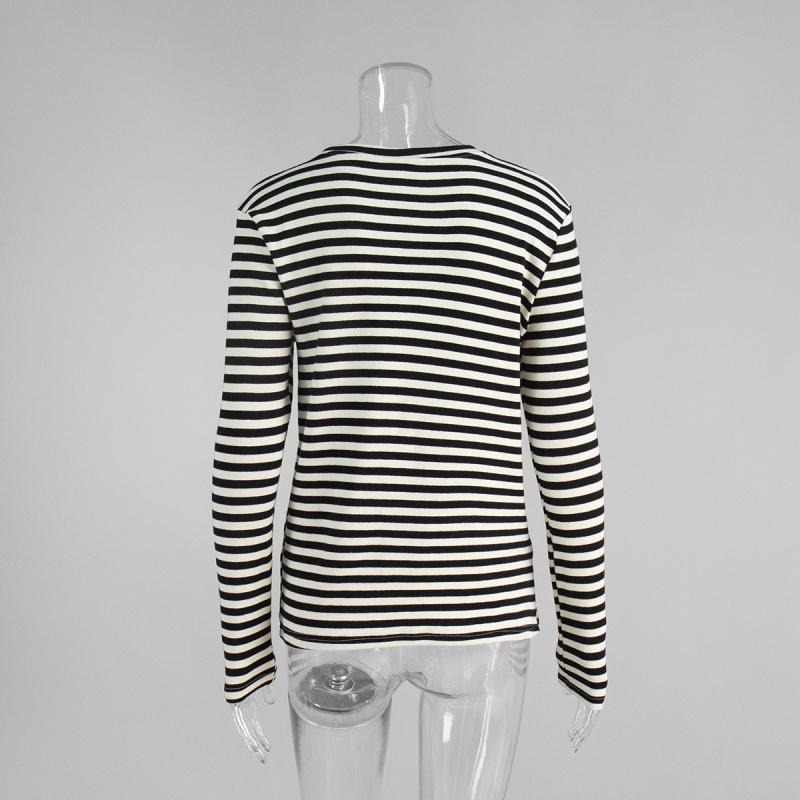 New Striped Long-sleeve 2026 Commuter Slim-fit Round-neck Base Shirt for Women, Casual T-shirt