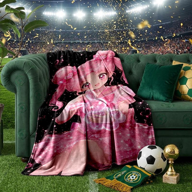 Pink Heart Puella Magi  Throws Blanket Flannel Blankets Plush for Couch Bed Gifts for Men Women Travel picnic blanket Christmas fan gifts