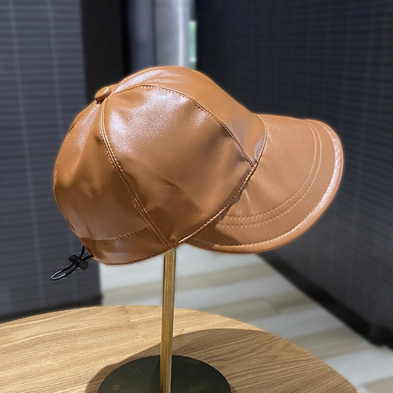 Retro-inspired leather stopper ball cap C3 brown BROWN