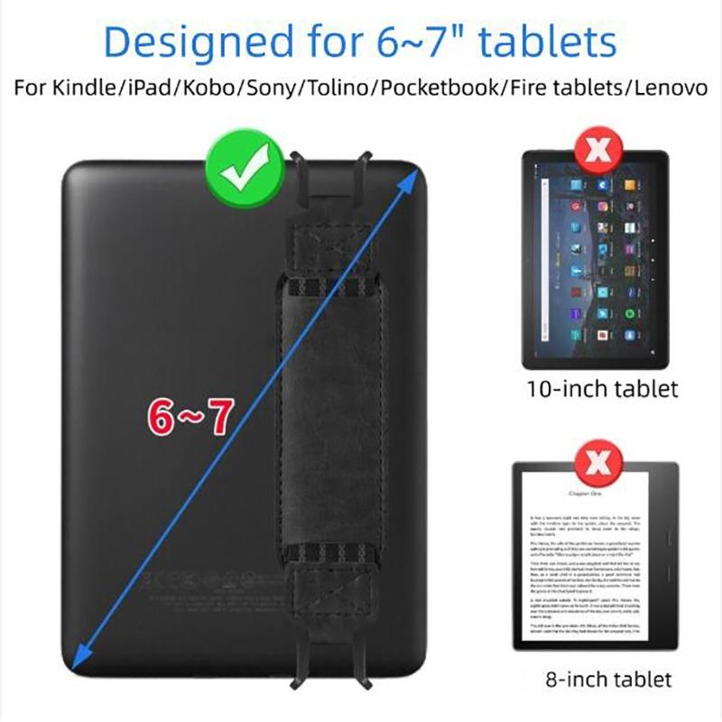 PU Leather Tablet Hand Strap Elastic Anti Drop E-Reader Holder Solid Color Portable Universal Security For 6-7" Tablet Computer