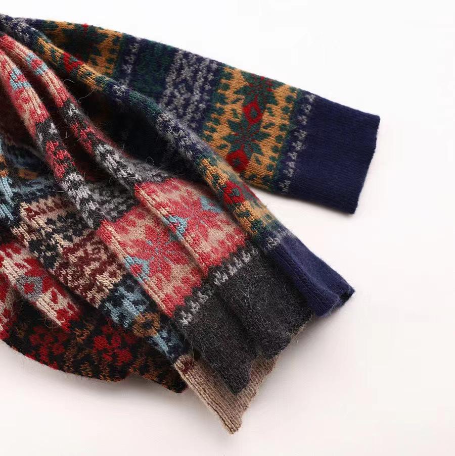 Șosete înalte până la genunchi din lână de iepure pentru femei, pentru toamnă/iarnă - Colanți japonezi pentru dans pătrat și ținute în aer liber