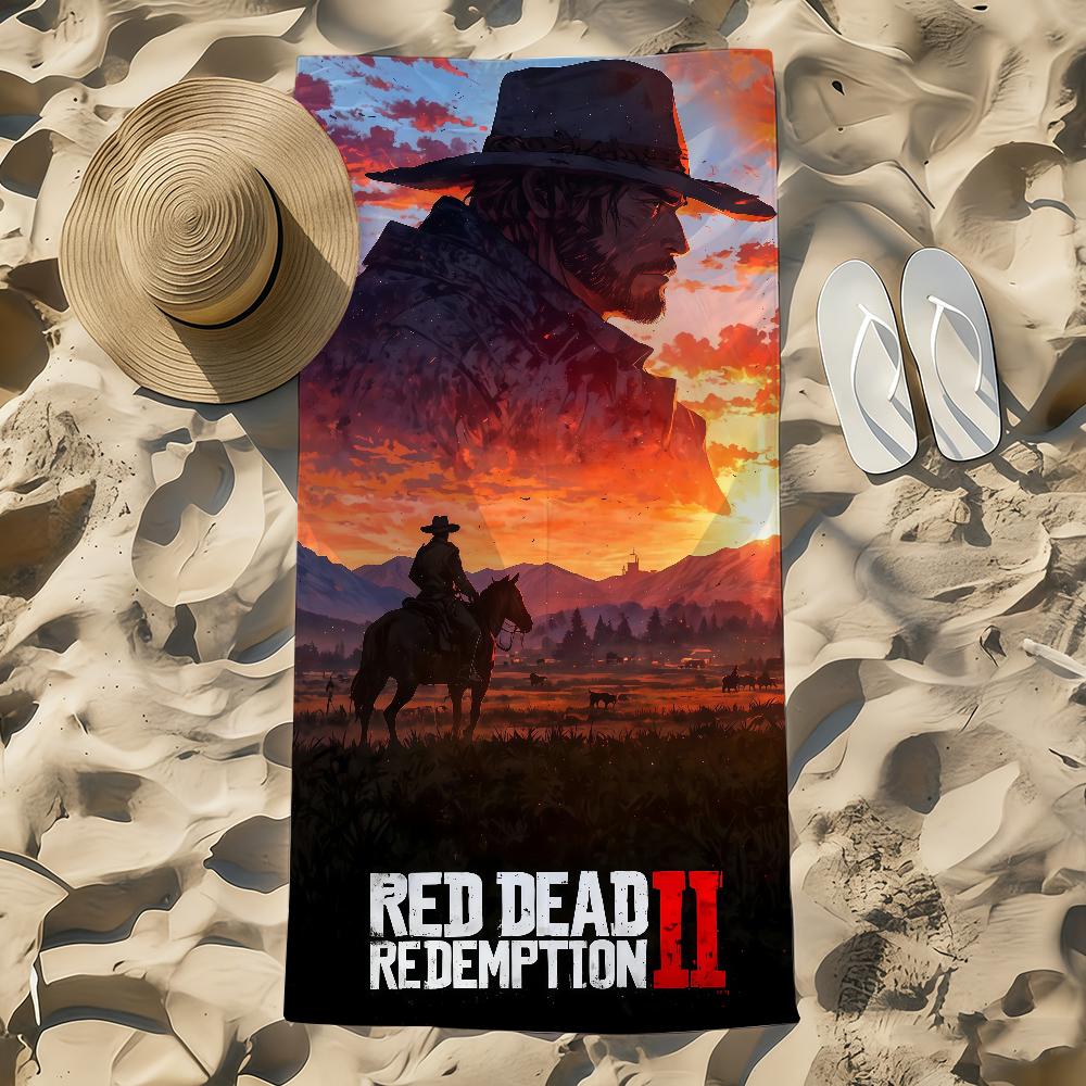 Handtuch Strandtuch Übergröße Spiel Schnell D-Dead Trocknend Handtuch Saugfähig Weich Schwimmen 2 Strandtücher rot R-Redemption für Männer Frauen