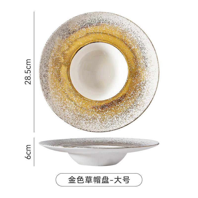 Ceramic Straw Hat Plate Pasta Dish Soup Plates Fruit Bowl Salad Bowl Dining Plate Serving Plates Snack Tray Dessert Bowls Dish