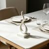 Modern Style Home Accessories Abstract Flame Sculpture, 3D Printed Minimalist Art Statue with Square Base, Stylish Entrance Hall Decor Elegant Curved