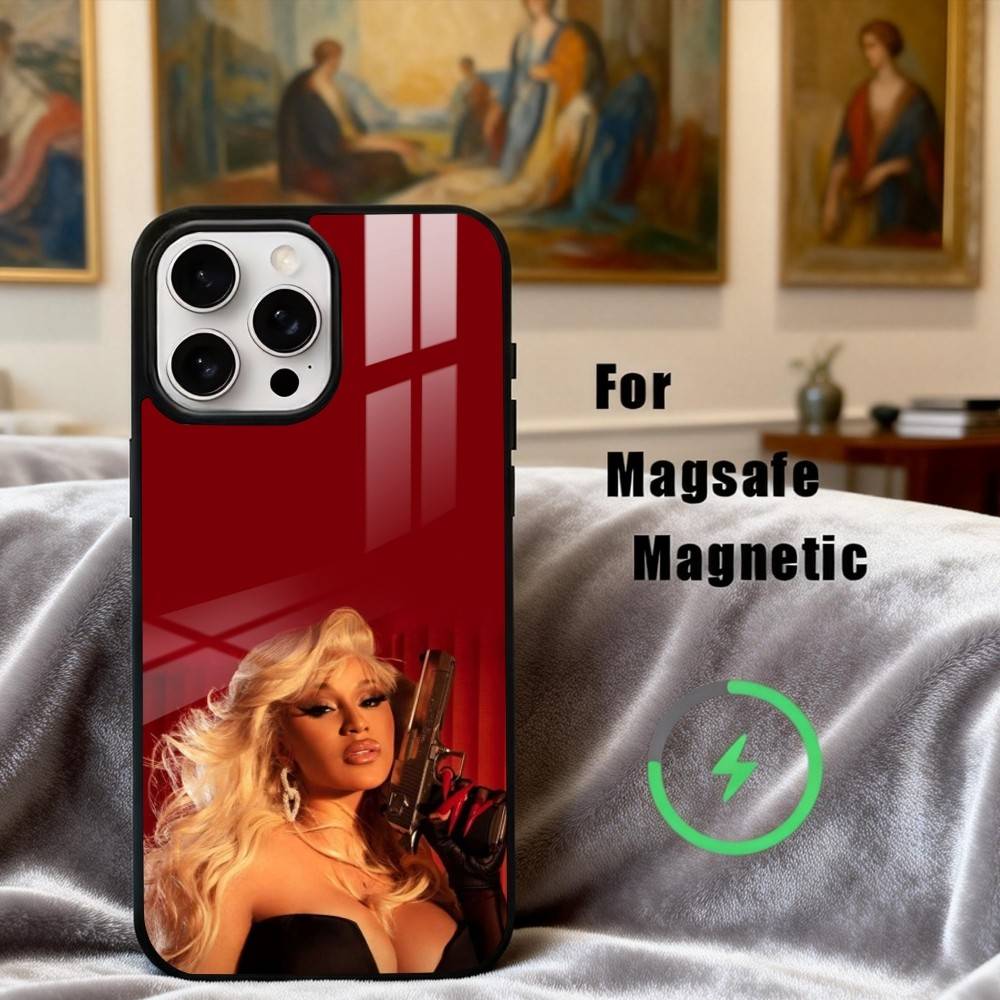 Confident C-Cardi B Singer Phone Case For iPhone17,16,15,14,13,12,11 Plus,Pro Max Magnetic For Magsafe Wireless Charging