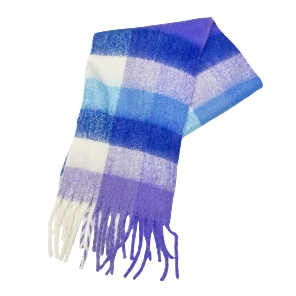 Women's High-Grade Colorful Plaid Mohair Scarf - Thick, Warm, and Versatile for Winter