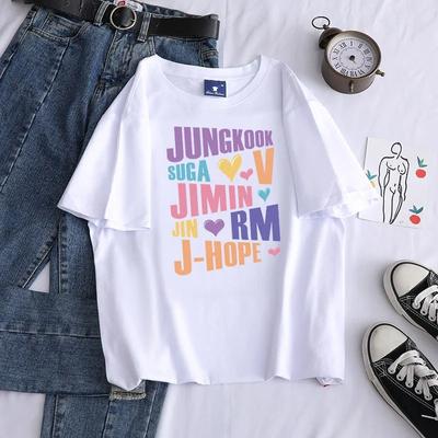 T-shirt met graffitiprint voor heren en dames Jungkok Jimin V J-Hope Rm Jin Casual Fashion Quality Plus Size T-shirt