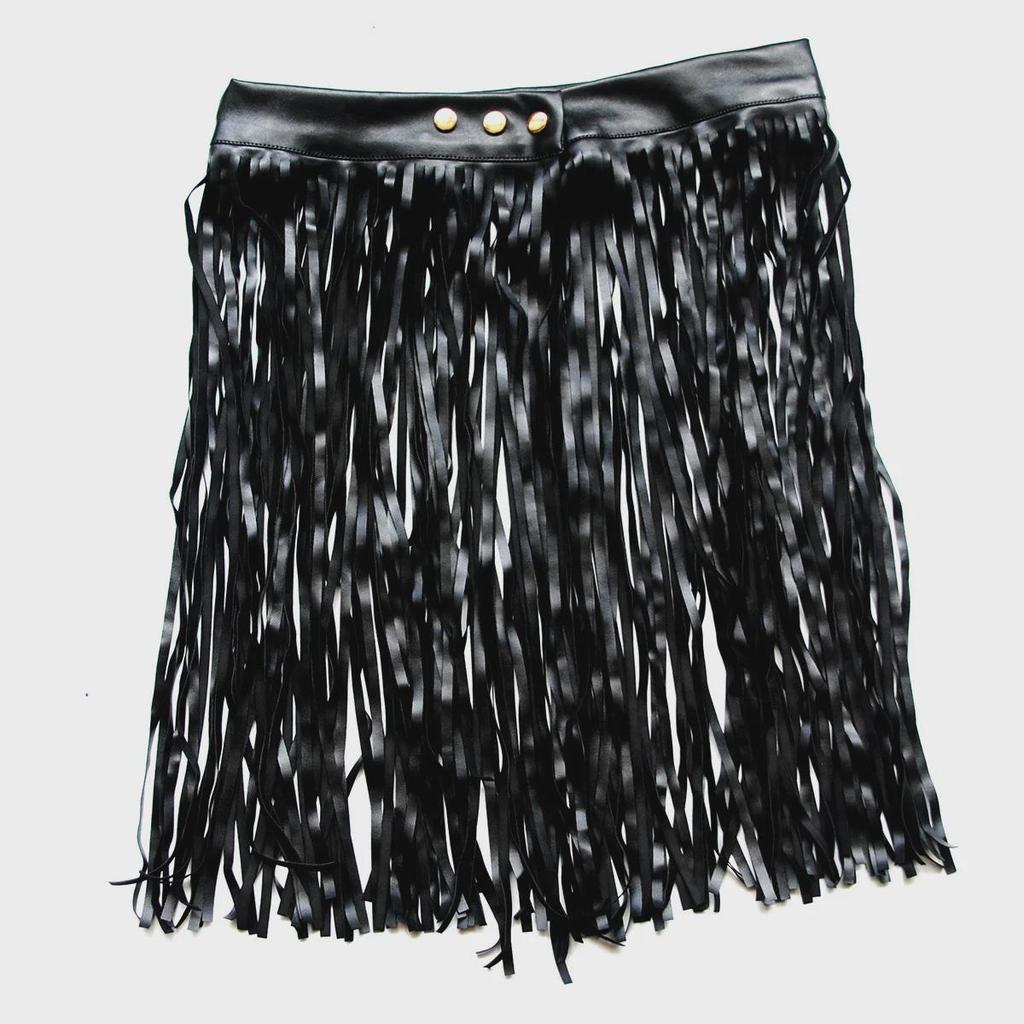 Women's European & American Tassel PU Leather Dance Skirt - Sexy, Fashionable Nightclub Hip Skirt