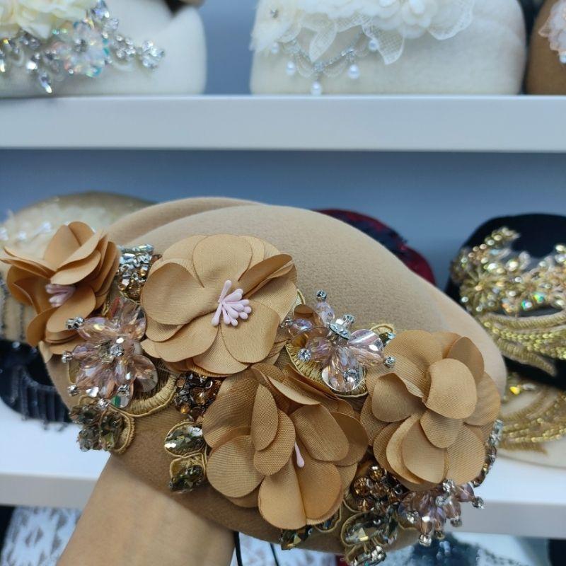 Women's Hat Vintage Chic Floral Beret - Stylish and Elegant Airline Stewardess Hat