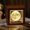 3D Galaxy Crystal Cube Night Light with Wooden Base - Illuminated Desktop Ornament, Perfect Birthday Gift