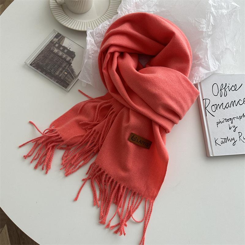 Autumn And Winter  Cashmere Scarf For Women, Solid Color Warm Shawl, Fashion Tassel Scarf, Versatile Scarf