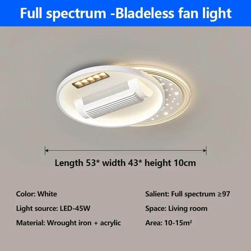Square Round Leaf Less Fan Light Full Spectrum LED Bright Eye Protection Ceiling Light 180 Degree Blowing Cool and Silent