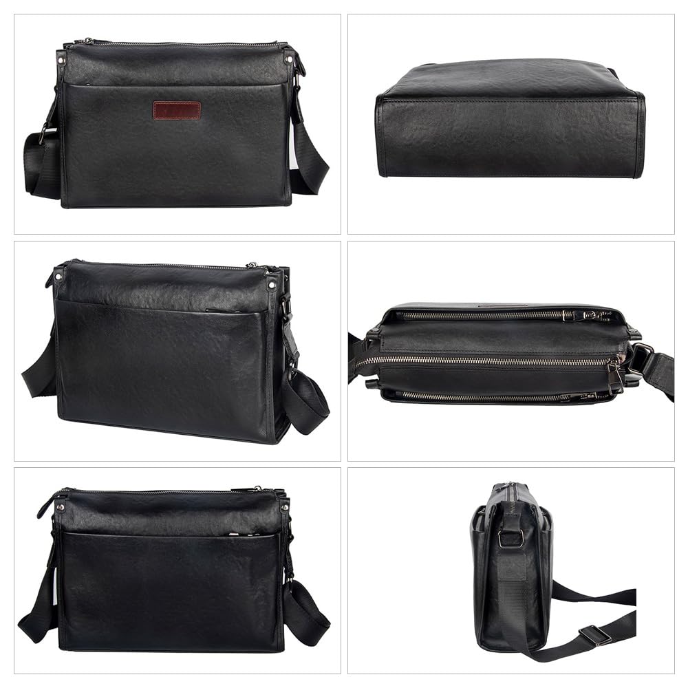 Whatna Antique-Style Tanned Natural Cowhide Leather Shoulder Bag for Men, Messenger Bag, Crossbody Chest Bag, Small Business Bag, A4 Size, Genuine