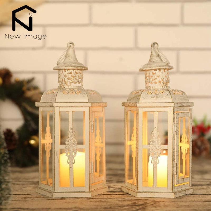 2Pcs Vintage Hanging Candle Holder Nordic Lanterns Candlestick Lantern Metal Candleholder Aesthetic Wedding Home Decoration