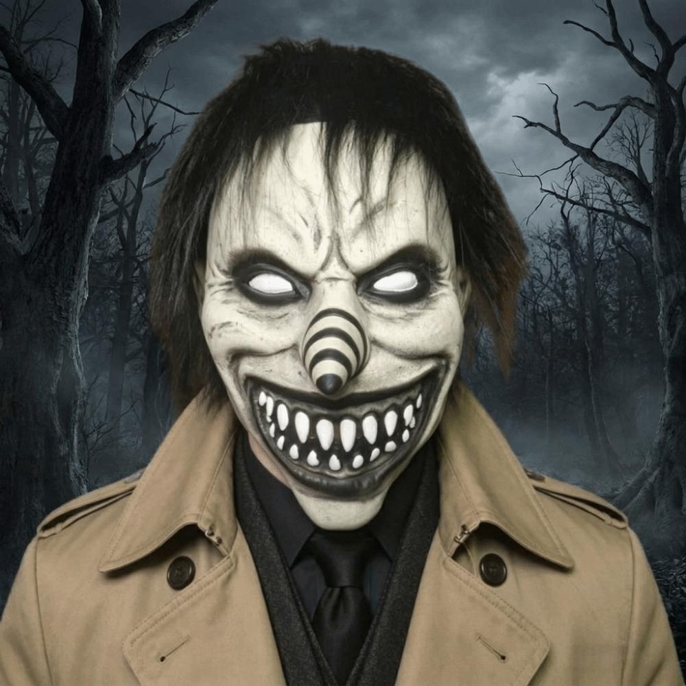 Full Face Spiral Clown Head Cover Spooky Terrifying Cosplay Mask Haunted House