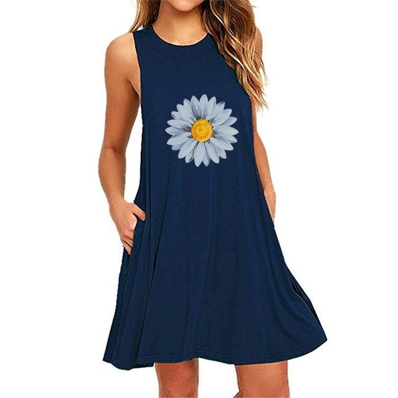 QICED Fashion Summer Spring Sleeveless  V-Neck Casual Dresses