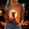 Women's Halloween Print Long Sleeve Neck Pullover Top