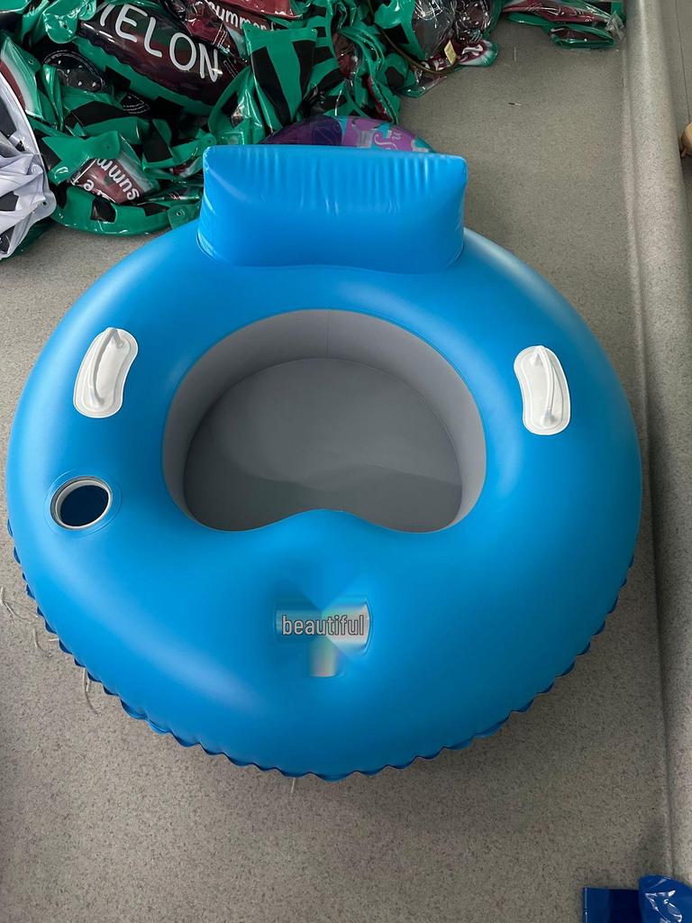 Motorized Inflatable Pool Lounger with Propeller and Foldable Backrest