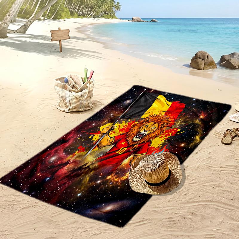 Asciugamano da Spiaggia Stampa Calcio Belgio Asciugatura Rapida Super Assorbente Morbido Asciugamano da Bagno per Nuoto Spiaggia Viaggio Souvenir Regalo