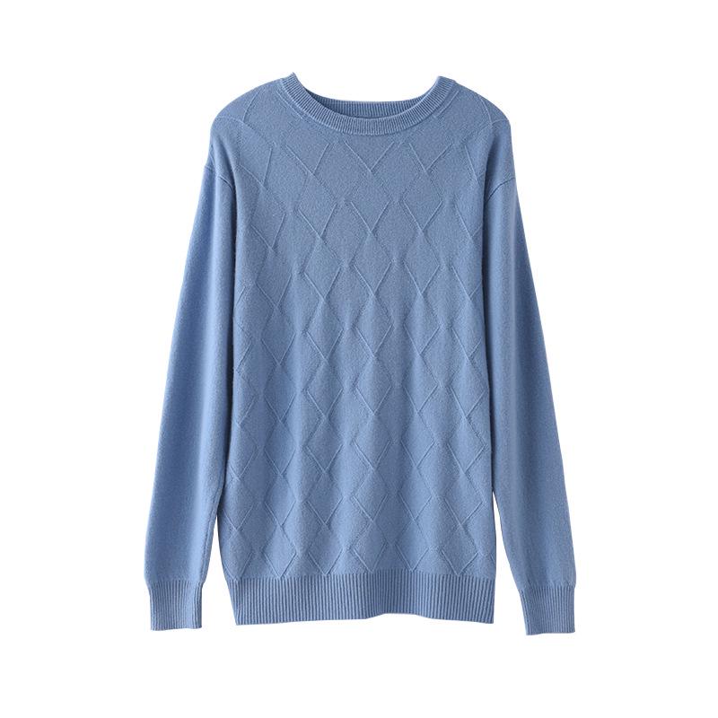 Men's Cashmere Sweater - Autumn/Winter Collection: Round Neck, Loose Fit, Solid Color, Business Casual Knitted Pullover