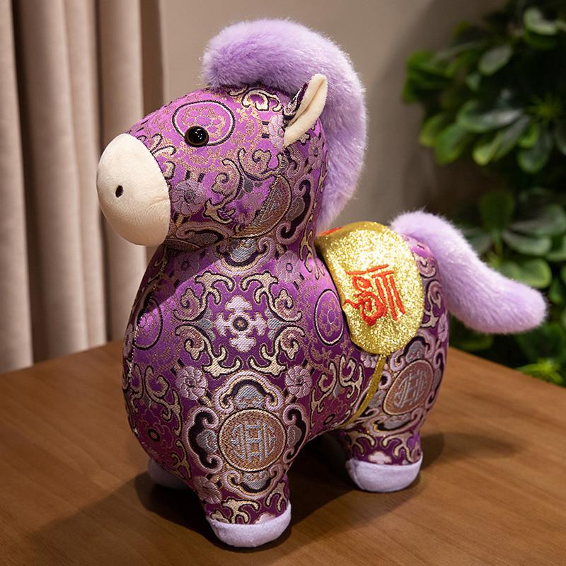 

Chinese Zodiac Horse Plush Toy With Pp Cotton Fill For Kids And Collectors Deep Pink Purple,23cm