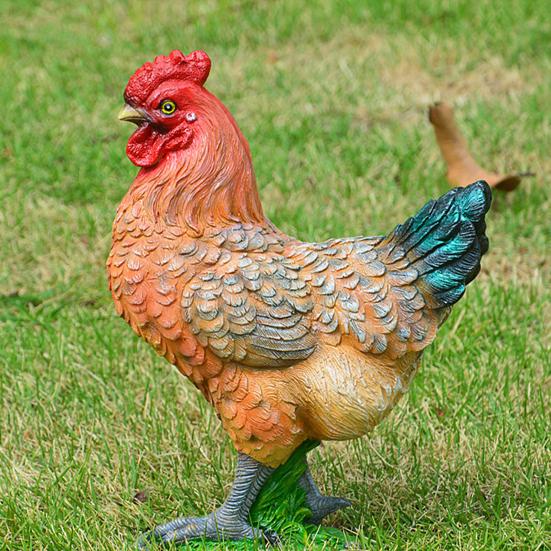 Chicken Figurine, Lifelike Resin Hen Rooster Garden Statue, Standing Farm Animal Sculpture for Yard, Lawn Garden, Outdoor Decor