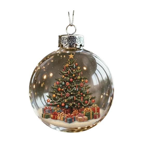 Vintage Christmas Baubles Plastic Hanging Ornaments with Classic Holiday Designs Festive Tree Decor for Home Office Party