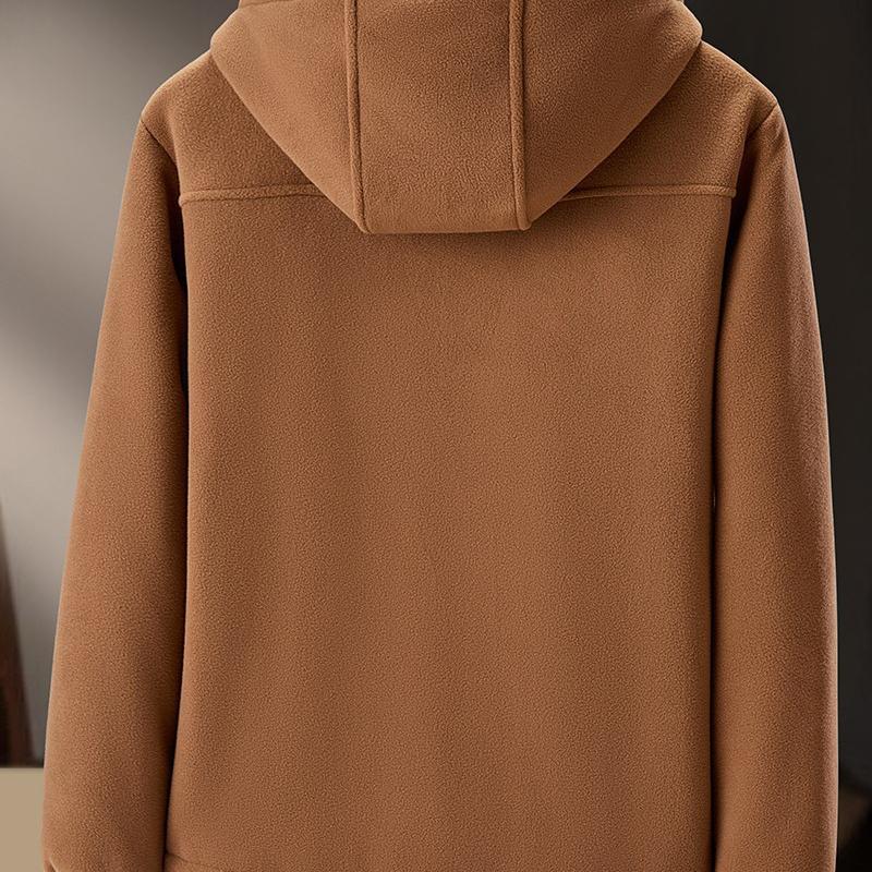 Autumn Winter Fashion Fleece Thick Warm Hooded Coat Men's Casual Loose Comfortable Jacket