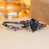 Charm Female Purple Zircon Stone Engagement Ring Set Vintage Black Gold Color Bridal Wedding Bands Party Jewelry For Women