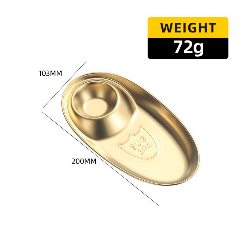 Snack Dish Dumpling Plate Golden Oval Dipping Saucer 304 Stainless Steel Tray Fries Plate Salad Dish Barbecue Seasoning Plate