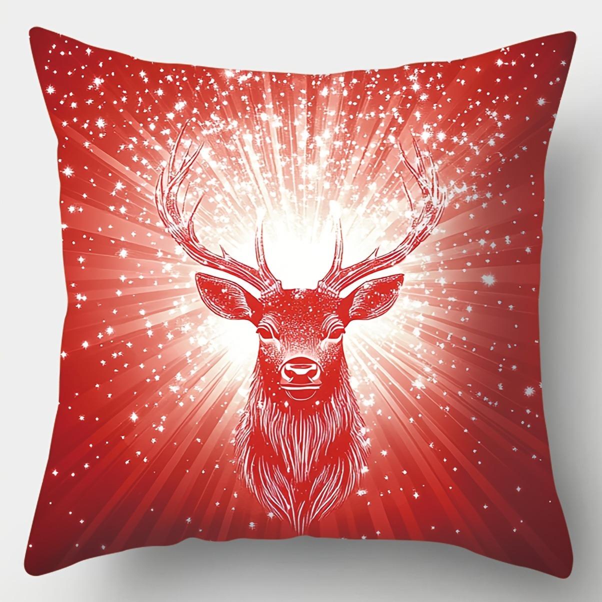 

Home Decor Christmas-Themed Radiant Deer & Tree Pillows Pattern Cushion Cover Suitable For Sofa Bedroom Car Pillow Cover 40x40cm