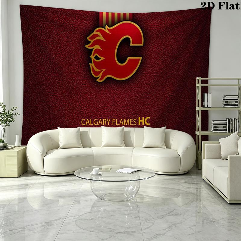 Calgary Flames Wall Tapestry Aesthetic Wall Hanging Printed Fabric Blanket Decorative Tapestries for Bedroom Living Room Home Decor