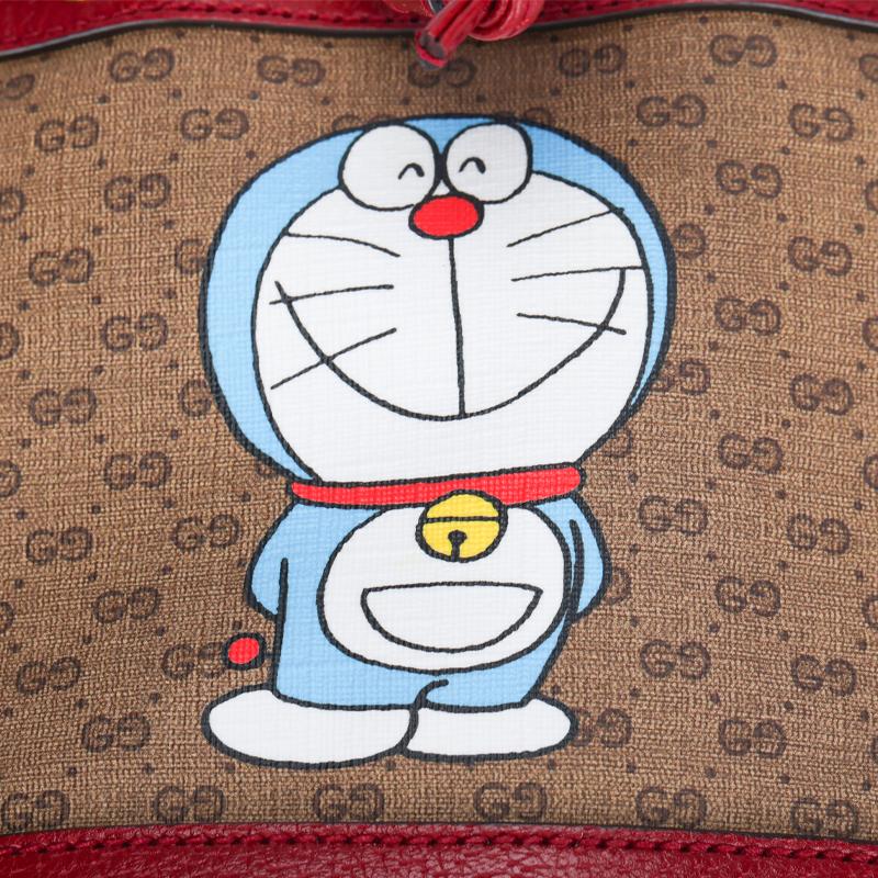 Gucci x Doraemon Mini Bucket Bag Beige/Red Women Bags Tan 647801-2T0AG-8580