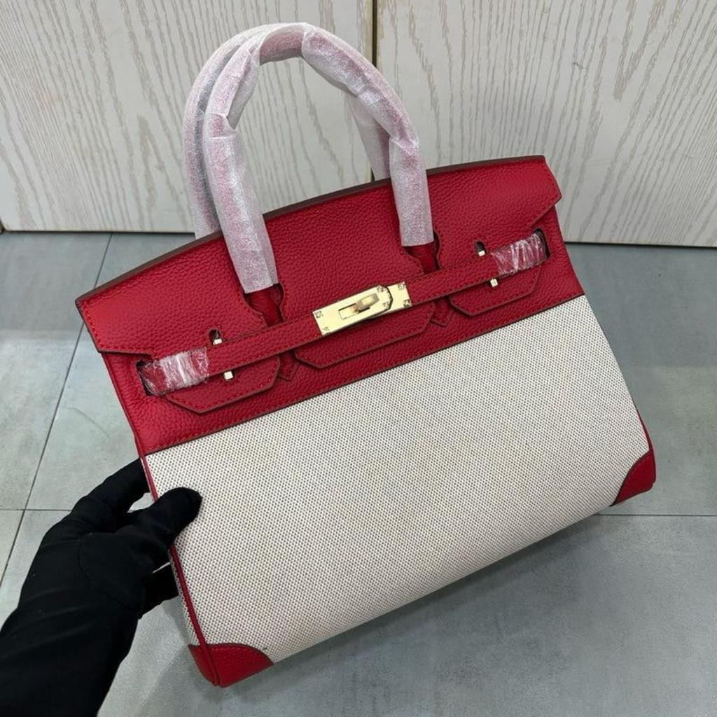 Erste Schicht aus Rindsleder mit Litschi-Muster mit Leinwand-Platin-Tasche 25-30CM (H02 Stoff BK)