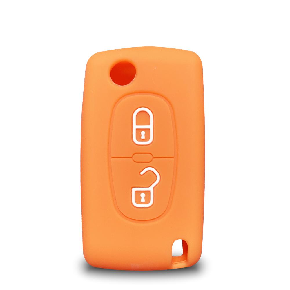 

Key Case Cap for Citroen C3 C Crosser Key Cover for Peugeot 308 307 207 206 307S 307sw 407 607 3008 5008 Silica Gel Keychain оранжевый