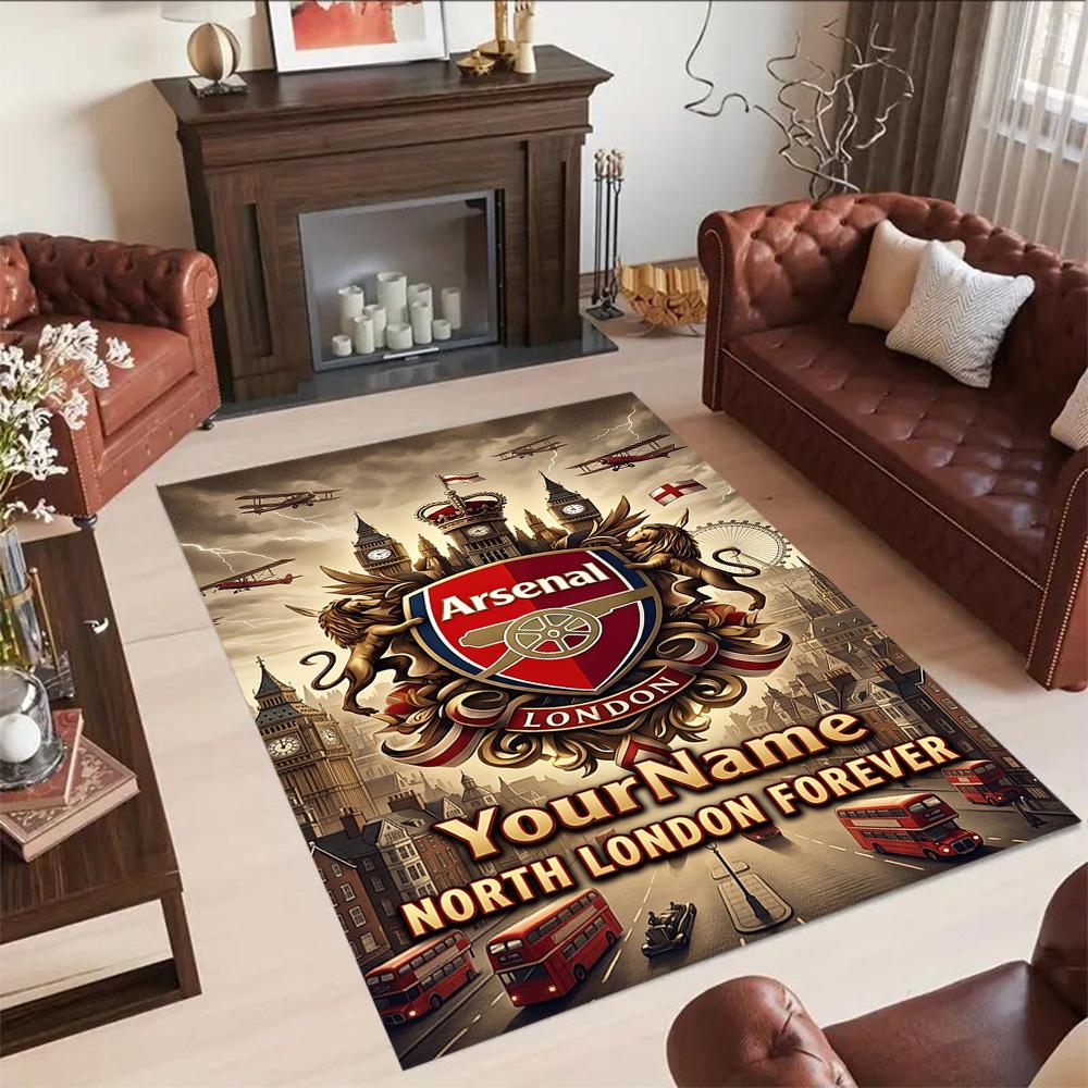 Arsenal Customize Text Area Rug Suitable for Playrooms Outdoor Game Room Hallway Anti-slip Rug Decorate Offices Gift for Festivals