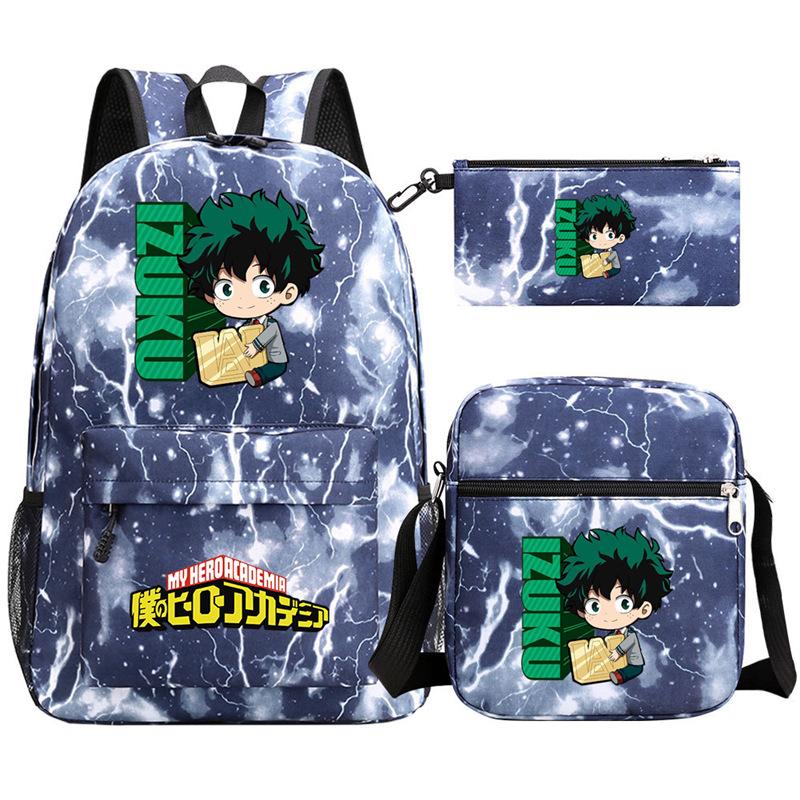 Young Students Schoolbag Animation Three-Piece Backpack Diagonal Hanging Bag Pencil Case