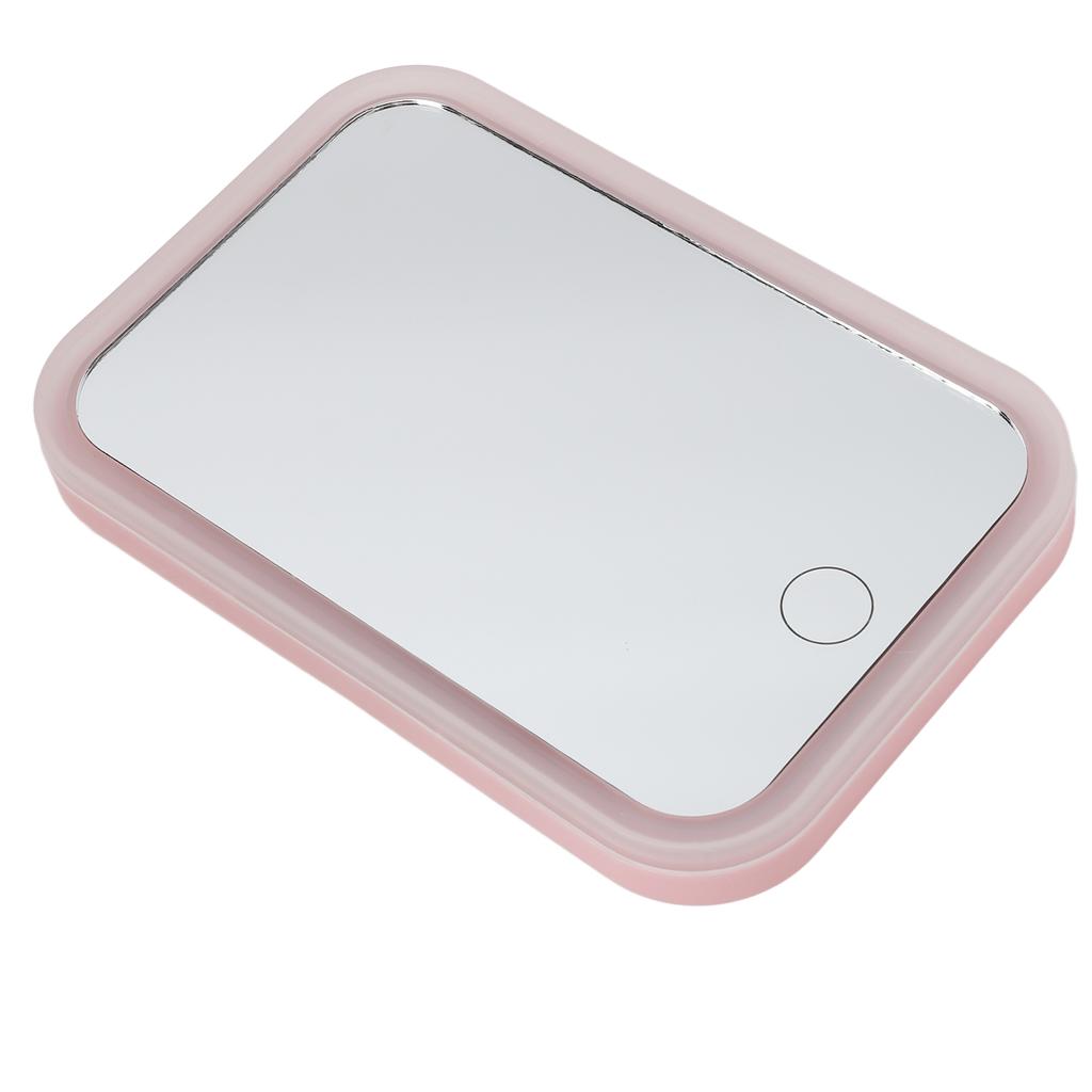 Lighted Makeup Mirror Pink LED Touch Control Square Mirror Desktop Fill In Adjustable Brightness Rotative Vanity Mirror