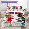 Custom Name Gaston Lagaffe Pattern Bedding,Quilt Set Quilt Cover Pillowcase Home Birthday Gift(1 * Duvet Cover + 2 * Pillowcase, Without Core)_lx