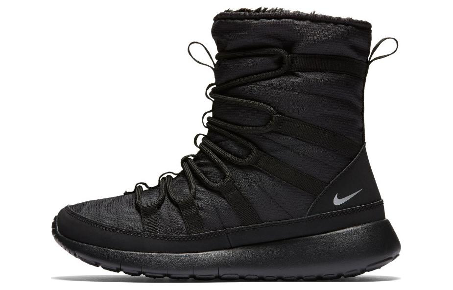 Nike Roshe One Hi Black Metallic Silver GS 807758-001 36