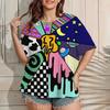 Funny Graffiti Printed 3D Printed Women's Trendy Round Neck Short Sleeved T-shirt